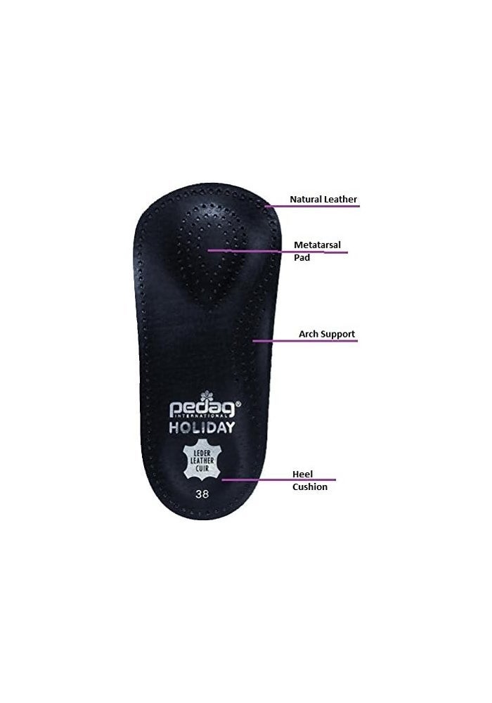 Pedag Holiday 3/4 Length Sheepskin Orthotic Inserts with Arch Support and Metatarsal Pad - Handmade in Germany - Black - US Women 9 / EU 39 Men 6 - Image 5